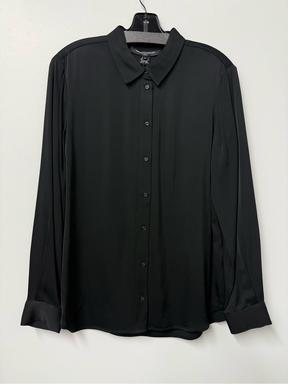 French Connection Ennis Satin Shirt in Black